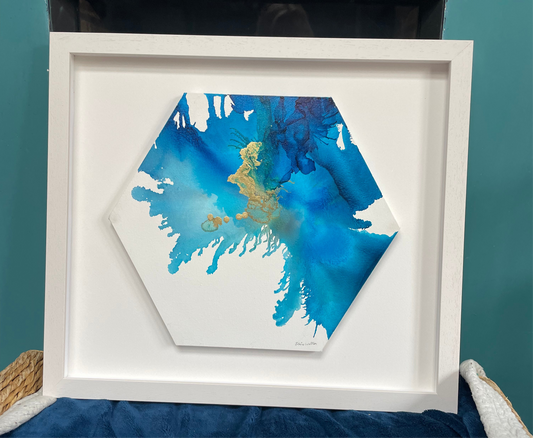 Alcohol Ink - The  Chakra Series-The Throat Chakra (Blue Hexagon)