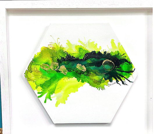 Alcohol Ink - The  Chakra Series-The Heart Chakra-(Green Hexagon).