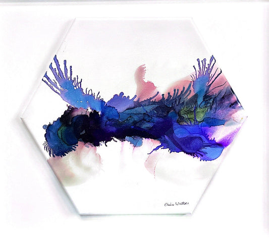 Alcohol Ink - The  Chakra Series-The Third Eye (Indigo Hexagon)