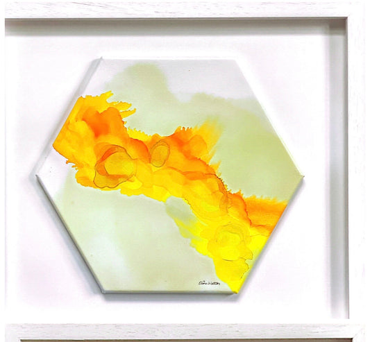 Alcohol Ink - The Chakra Series-Solar Plexus Chakra (Yellow Hexagon)